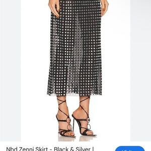 NBD Midi Skirt - Black and Silver